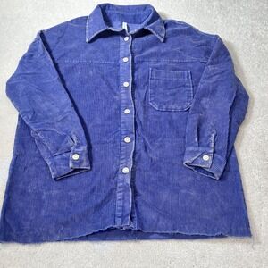 Zenana Outfitters Corduroy Jacket Shacket Women's Small blue/Purple Vintage Wash